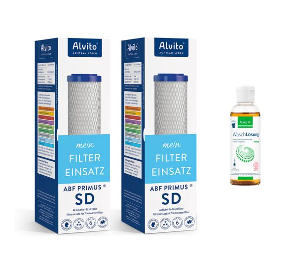 Alvito Primus SD 2er Set Wasserfilter + Gratis Waschlösung Neutral 100 ml