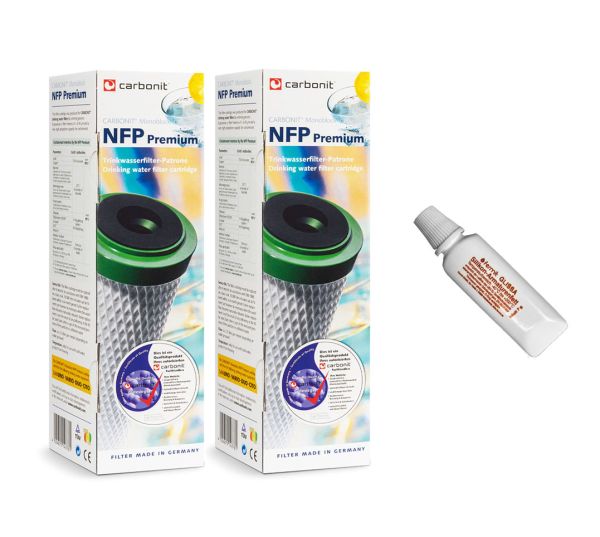 Carbonit NFP Premium 2er Set Wasserfilter + Gratis Silikon Fett 7g für Dichtungspflege