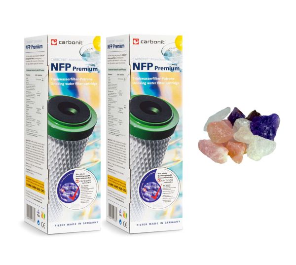 Carbonit NFP Premium 2er Set Wasserfilter + Gratis Energetisierungssteine 250g
