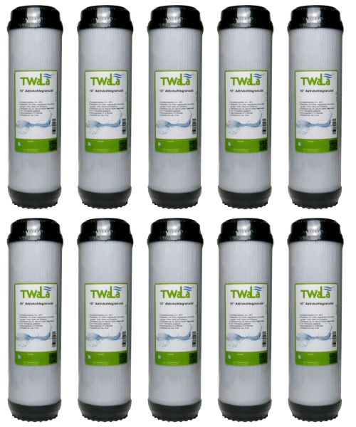 10x TWaLa 10 Zoll Aktivkohlegranulat Wasserfilter Vorfilter